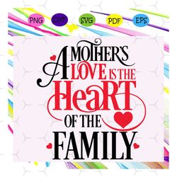 A mother love is the heart of the family, mothers day svg, mother svg, mothers love, mom svg, gift for mom, mom cut file