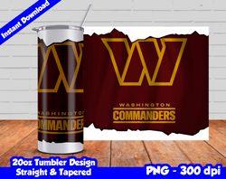 Commanders Tumbler Design PNG, 20oz Skinny Tumbler Sublimation Template, Commanders Tumbler Straight and Tapered Design,