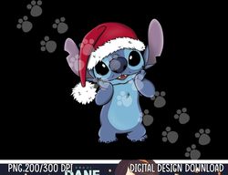 Disney Lilo & Stitch Christmas Santa Hat Stitch Portrait Short Sleeve png, sublimation Black copy