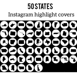 50 States Instagram Highlight Icons. Travel Instagram Highlights Images. Black and White Instagram Highlight Covers.