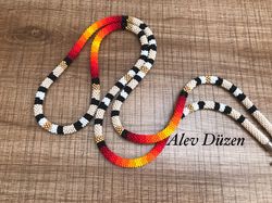 Extra long Native American Style Necklace, Beded Necklace, Southwest Necklace, Ethnic Beadwork Necklace, Native Beadwork