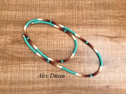 85cm Extra long Native American Style Necklace, Turquoise Necklace, Ethnic Beadwork Necklace, Native Bead