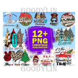 12 Christmas Sublimation PNG Bundle, Christmas Png, Christmas Leopard Svg, Christmas Svg