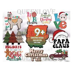 9 Christmas Design Sublimation Bundle, Christmas Svg, Xmas Svg, Christmas Clipart