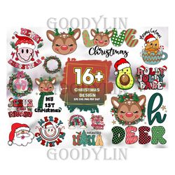 16 Files Christmas Design SVG Sublimation Bundle, Christmas Svg