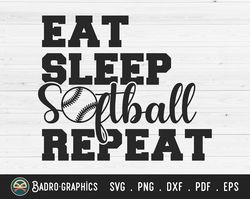 Eat Sleep Softball Repeat SVG, Softball mom svg, Gameday svg, Softball svg, Sports svg, Momlife svg, Ball mom svg, Svg
