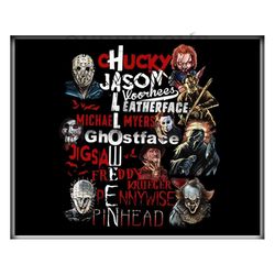 Halloween Characters PNG, Horror Movies, Happy Halloween, Sublimated Printing INSTANT DOWNLOAD