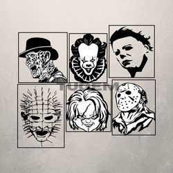 Halloween Svg Bundle, Horror Svg, Chucky Svg, Freddy Kruger Svg, Pinhead Svg, Micheal Myers Svg File for Cricut, Digital