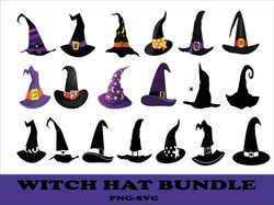Witch Hat Svg Bundle, Halloween Witch Svg, Witchcraft Svg, Wizard Hat Svg File for Cricut, Instant Download