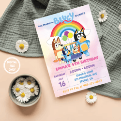 Personalized File Bluey Birthday Invitation Bluey and Bingo Birthday Invitation Printable Birthday invite PNG ONLY