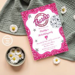 Personalized File Digital Girl's Birthday Party, Invitation for Girl Template Printa, Printable Birthday invite PNG ONLY
