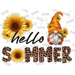 Hello Summer Gnome Png, Summer Gnomes Png Sublimation Design, Hand Drawn Gnomes Png, Sunflower Gnome Png, Cute Gnome Png