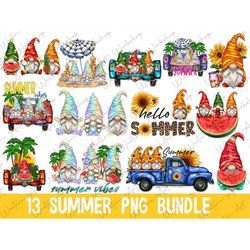 13 Summer Gnome Bundle Sublimation Png, Summer Bundle Png, Summer Beach Png, Summer Gnome Png, Summer Vacation Png Subli