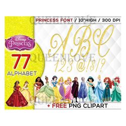 Disney Princess Alphabet Png, Princess Font Png, Gold Glitter Font Png