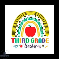 Back To School Shirt Svg Third Grade Teacher Rainbow Vector, Cute Gift For Kindergarten Svg Diy Craft Svg File For Cricu