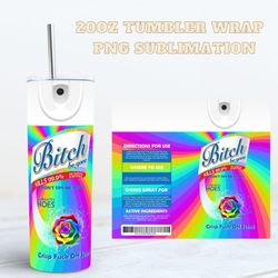 Bitch Spray Rainbow Tumbler PNG, Bitch Be Gone 20oz Skinny Tumbler Sublimation Design, Instant Download
