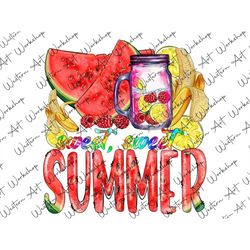 Sweet Sweet Summer PNG, Sweet Sweet Summer Watermelon Banana Lemon Raspberry Cocktail Sublimation Design, Watermelon, Ba