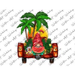 Hello Summer Watermelon Gnome Truck Sublimation Png, Summer Truck PNG, Truck Png, I Love Summer, Watermelon Gnome Png, S
