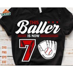 This Baller is Now 7 Svg, Baseball Birthday Svg, 7th Birthday Boy Svg, Baseball Svg, Baseball Boy Svg, Baseball Party Bi