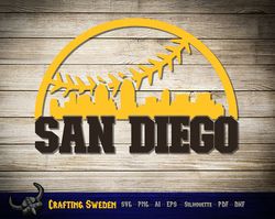 San Diego Baseball City Skyline for cutting - SVG, AI, PNG, Cricut and Silhouette Studio