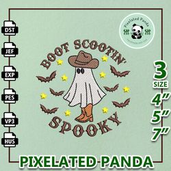 Boot Scootin Spooky Embroidery Design, Spooky Vibes Embroidery Machine Design, Spooky Halloween Craft Embroidery Design