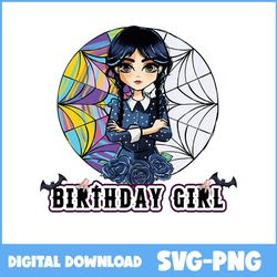 Chibi Wednesday Svg, Wednesday Birthday Svg, Birthday Girl Svg, Wednesday Dance Svg, Birthday Svg - Instant Download