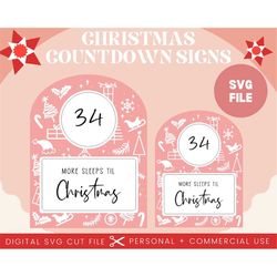 Christmas Doodle Countdown Santa Comes Sign SVG File | Glowforge Christmas Laser File |  Dry Erase Christmas SVG File |
