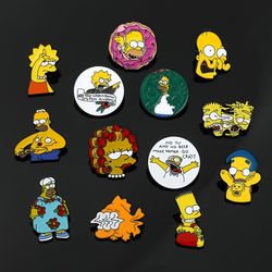 Simpsons Hard Enamel Pins Collection Cartoon Brooch Backpack Hat Bag Collar Badge Denim Collar Lapel Pin Jewelry