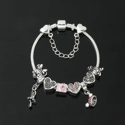 Mickey And Minnie Mouse Bracelet Charms Disney Accessories High-Quality Diy Handmade Jewelry