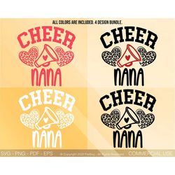 Cheer Nana Svg Png, Cheer Nana Cut File, Leopard Cheer Heart Nana Shirt Svg, Cheerleader Svg, Cheer Nana Svg, for Shrit,