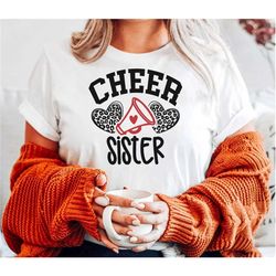 Cheer Sister Svg Png, Cheer Sister Cut File, Leopard Cheer Heart Sister Shirt Svg, Cheerleader Svg, Cheer Sister Svg, Sh