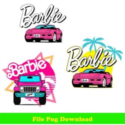 Barbi Offroad Car Convertible Pink Babe Png, Barb Birthday Party Png File Download, Pink Babe Doll Girly Png, Car Clip P
