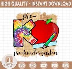 PreK Pre-Kindergarten Grade Level Teacher Apple Colorful Floral Preppy Pattern Digital Design Sublimation Clipart PNG