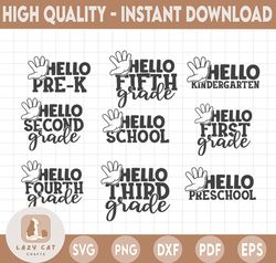 Back to school SVG bundle hand lettered, first day of school svg ,school svg , teacher svg , happy back to school svg