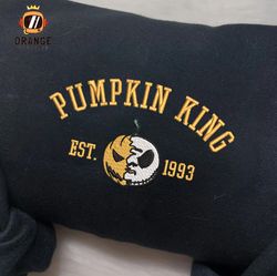 Pumpkin King Est Embroidered Crewneck, Halloween Sweatshirt, Nightmare before Christmas Embroidered Hoodie