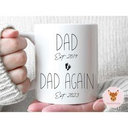 dad, dad again - pregnancy announcement, baby announcement, 2nd baby announcement, dad again, dad gift, dad mug, father'
