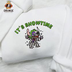 Stitch Beetlejuice Showtime Embroidered Crewneck, Halloween Sweatshirt, Horror friends Embroidered Hoodie