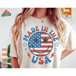 Made In The USA Svg, Fourth of July svg, 4th of July svg, Party in the USA Png, Smile Face 4th of July, Independence Day
