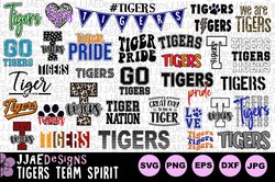 Tigers SVG Bundle, school spirit shirt svg, Tiger school mascot svg, School Spirit Tiger shirt svg, eps, dxf, png, jpg,
