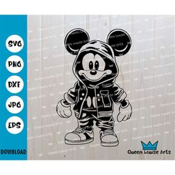 Cool mouse svg,hip hop hipster mouse svg,mouse wearing hood and clothes animals SVG Cricut cut files Digital Instant dow