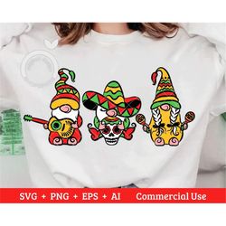 Cinco de Mayo Gnomes SVG PNG EPS, Cute Gnomes svg, Girl Gnome svg, Mexico Gnomes Svg, Gnomigos Svg,  Sublimation, Cricut
