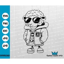 Cool sheep svg,hip hop hipster sheep svg, sheep wearing sunglasses and clothes SVG Cricut cut files Digital Instant down