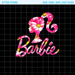 Barbie Logo Pattern Flowers Vintage Png, Barbie Png, Let's Go Party