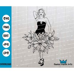Marilyn Monroe SVG,Marilyn Monroe fashion flowers woman dress svg png dxf eps vector cut cricut silhouette  vinyl instan