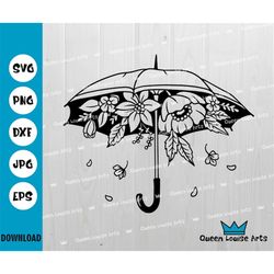 Umbrella svg, Umbrella with flower png, Rain svg, Flower umbrella svg,Shop umbrella wall decor Cricut friendly machine p