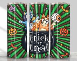 3D Blue Dog Inflated Halloween Tumbler Sublimation Design Png, 3D Trick Or Treat 20oz Straight and Tapered Tumbler