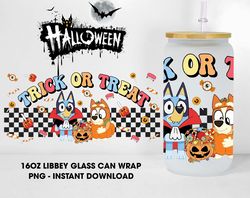 Trick Or Treat 16oz Beer Can Glass Wrap, Halloween Friend Glass Wrap Digital Design, Cartoon Halloween Can Glass Wrap