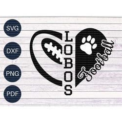 Lobos SVG, cheer heart svg, paw prints, svg cut file, svg, png, dxf, file for cricut, silhouette downloads, monogram, su
