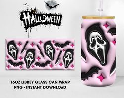 Inflated Horror Killer 16oz Libbey Can Glass PNG, Halloween Horror Full Wrap For 16oz Libbey Can Shaped Beer Glass,