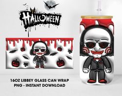 Inflated Halloween Killer Glass Wrap Png, Scary Characters Libbey Glass Can Wrap Png, Horror Movie Can Wrap Png